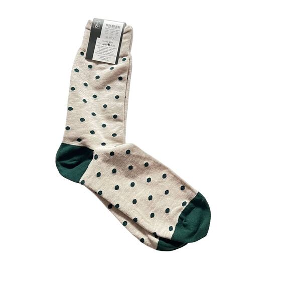 J.Crew Men’s Gray and Green Dot Socks NWT OS - Picture 1 of 10